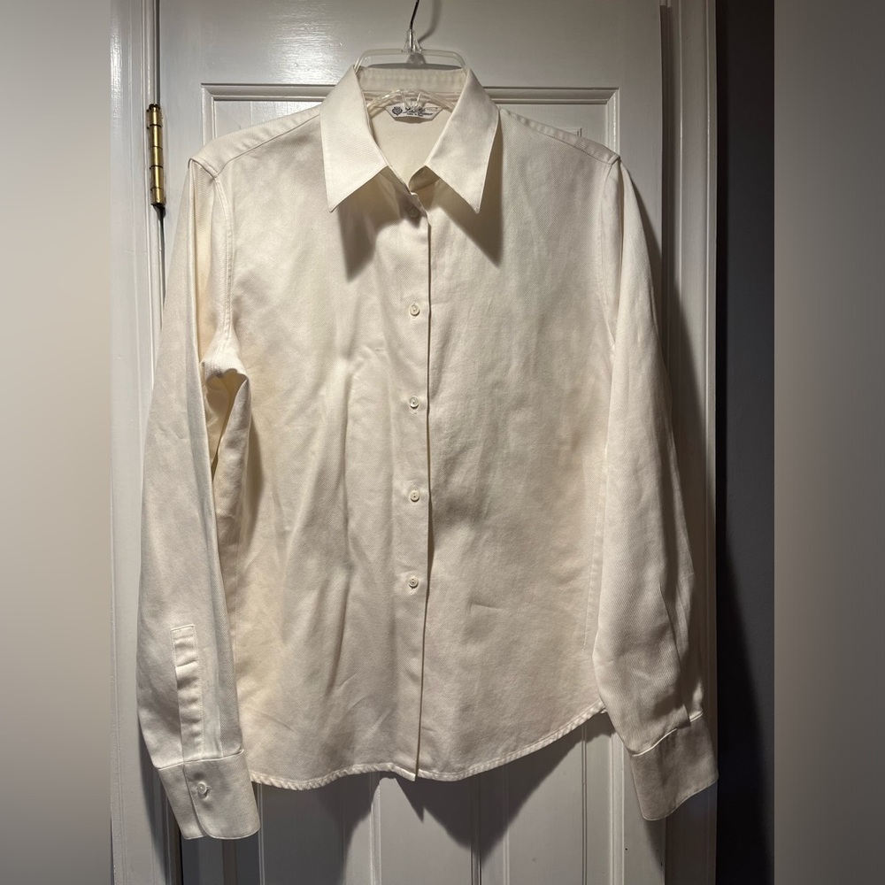 Women’s LORO PIANA White Cotton Button Down Shirt Sz 48/12